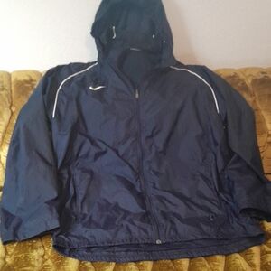 Nike Dark Blue Windbreaker Jacket With White Shoulder Stripe